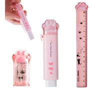 WHYCNJL Lot de 3 Articles Papeterie en Forme de Patte de Chat Mignonne, Taille-Crayon Kawaii, Gomme, Règle, pour Élèves de l'école