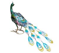 Whyzsjnclg Décoration de Paon, Statue Solaire réaliste en métal LED sculpté, décoration vibrante, Fonctionne avec la lumière, résistante aux intempéries, 23 x 6, 1 x 15, 6 Pouces