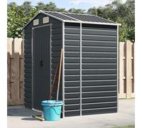 Wicterencia Abri de jardin anthracite 191 x 130 x 198 cm en acier galvanisé avec ouvertures d'aération, poignées et protection d'angle pour outils de jardin, vélo, tondeuse à gazon, bois de chauffage