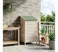 Wicterencia Abri de jardin blanc en épicéa, 59 x 56 x 113,5 cm, toit asphalte, porte d'aération, abri pour outils, vélo, tondeuse à gazon et bois de chauffage