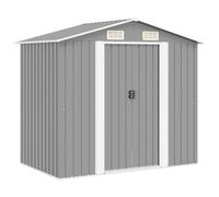 Wicterencia Abri de jardin gris en acier galvanisé 204 x 132 x 186 cm Abri de jardin avec 4 ouvertures d'aération doubles portes coulissantes pour outils, vélo et tondeuse à gazon