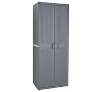 Wicterencia Armoire de jardin grise 65 x 45 x 172 cm en polypropylène aspect rotin avec 4 compartiments Idéal pour jardin, balcon et terrasse Résistant aux intempéries Robuste