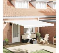 Wicterencia Auvent extensible blanc - 400 x 300 cm - Tissu et aluminium - Protection solaire - Auvent de terrasse - Ombrage de balcon - Bras articulé - Manivelle - Volant à cassette - Store latéral