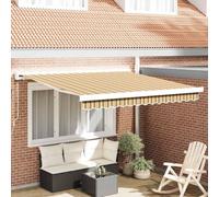 Wicterencia Auvent extensible multicolore 350 x 250 cm pour terrasses, balcons, jardins | Bras articulé, manivelle, cassette, store latéral, toit en tissu, protection contre le vent, protection UV