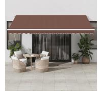 Wicterencia Auvent manuel avec LED marron 450 x 350 cm, résistant aux UV et à l'eau, adapté pour terrasses, balcons et jardins, avec manivelle, bras articulé, store à serrage, tissu durable et cadre
