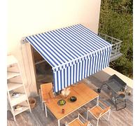 Wicterencia Auvent rétractable automatique 3,5 x 2,5 m avec volant pour terrasse, balcon, protection solaire, protection contre le vent et la pluie, résistant aux UV et à l'eau, avec télécommande