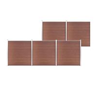 Wicterencia Clôture de jardin WPC 872 x 186 cm marron avec poteaux en aluminium robustes Clôture composite en bois et plastique durable pour l'intimité et la sécurité en extérieur