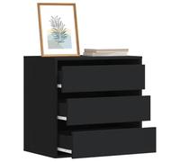 Wicterencia Commode noire 60 x 41 x 58 cm en bois avec 3 tiroirs pour salon, chambre à coucher, couloir et bureau, rangement moderne, espace de rangement, étagère, meubles