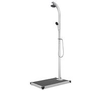 Wicterencia Douche de jardin avec plaque de sol grise 220 cm en aluminium résistant aux intempéries piscine extérieure jardin douche robuste, hygiénique, durable, polyvalente, moderne, confortable