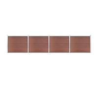 Wicterencia Ensemble d'éléments de clôture WPC - 699 x 146 cm - Marron - Clôture de jardin pour l'extérieur et l'intimité - Matériau composite bois et plastique durable - Design modulaire - Montage