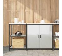 Wicterencia HATTEM Kit de rangement de cuisine 2 pièces en acier galvanisé argenté avec 4 étagères, 2 portes, convient pour garde-manger, jardin, terrasse