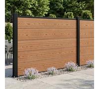 Wicterencia Kit de clôture de 180 x 105 cm en WPC et aluminium marron, panneau de clôture pour clôture de jardin, brise-vue, pare-vent, limitation, clôture, terrasse, balcon, poteau pour extérieur