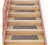Wicterencia Lot de 15 tapis d'escalier autocollants - 76 x 20 cm - Beige - Rectangulaire - Pour escaliers de sécurité - Protection contre le bruit - Antidérapant et lavable - Pour escaliers en bois