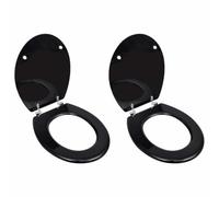 Wicterencia Lot de 2 abattants de WC avec couvercle - Noir - Durable - Universel - Compatible avec toutes les toilettes courantes - Avec système d'abaissement automatique et fermeture rapide - Pour
