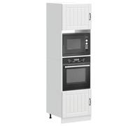 Wicterencia Lucca Lot de 2 armoires de cuisine en bois blanc - Meuble d'appoint - Buffet multifonction - Armoire haute, armoire basse, garde-manger, étagère de cuisine