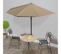 Wicterencia Parasol de balcon avec mât en aluminium, taupe, 300 x 155 cm, semi-circulaire, protection UV, parasol de jardin avec fonction d'inclinaison pour balcon, terrasse et jardin