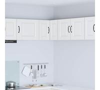 Wicterencia Porto Armoire d'angle murale blanche 57 x 57 x 40 cm Meuble de rangement polyvalent pour cuisine moderne avec 2 étagères, 2 portes, montage mural, durable, design élégant, idéal pour les