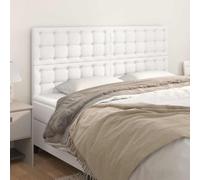 Wicterencia Tête de lit blanche 160 x 5 x 118/128 cm en cuir synthétique pour lit double, chambre à coucher, meubles avec pieds en bois réglables en hauteur et housse durable