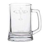 Widdop and Co Chope en verre sous licence officielle Royal Air Force RAF - Spitfire - Tasse à bière gravée - Accessoire de bar à domicile, cuisine et salle à manger pour homme, histoire et aviation