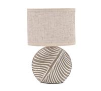 Widdop and Co Hestia Lampe de Table Cercle Naturelle Feuille Céramique avec Motif Feuille Couleurs Naturelles 24cm