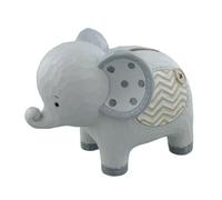 Widdop and Co - Tirelire éléphant en résine - CG1253 - Dimensions : 9 x 12 x 8 cm - Tirelire solide et très détaillée - Bouchon amovible sur le fond - Pour enfants de 3 à 12 ans - Gris - Unisex