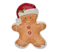 Widdop Assiette de Noël en céramique en forme de pain d'épices - Plat de service festif pour biscuits, collations et friandises - 26 cm