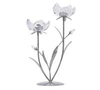 Widdop & Co. Hestia Bougeoir à 2 tiges - Base en métal argenté avec tasses en verre transparent - Photophore élégant à motif floral pour décoration d'intérieur, cheminée ou centre de table