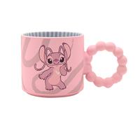 WIDDOP & CO Tasse en céramique Disney Stitch - Angel, tasse cadeau avec illustration de personnage, poignée originale, dans une boîte cadeau rose
