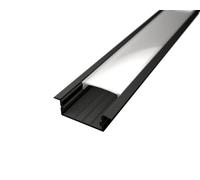 WiDE-IN-20 Profilé encastrable LED en aluminium argenté pour bandes LED avec cache transparent ou laiteux, pour bandes LED jusqu'à max. 20 mm (profil de 2 m noir + cache mat)