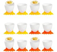 WideSmart 12 Pcs Coquetier,Coquetier Silicone Cuit Oeufs Coquetier Oeuf Original Ensemble de Coquetiers Porte-Silicone Coquetier Coquetier Oeuf Plastique Paques Casier à Oeufs pour Petit-Déjeuner