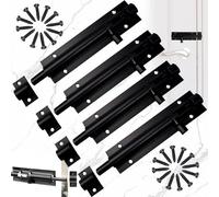 WiDream 4 Pcs Acier Inoxydable Loquet de Porte Coulissant, Loquet Verrou de Porte Coulissant pour Salle de Bain, Alliage d'Aluminium, avec Vis, pour Portail de Jardin, Cabanon, Wc (Noir)