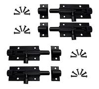 WiDream 4 Pièces Verrous à Boulon Noir En Alliage d'Aluminium, Loquet Coulissant 63mm, Targette en Acier, Mini Loquet De Porte Coulissante, avec Vis, pour Portail de Jardin, Cabanon, Wc (Noir)