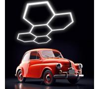 Widuc Hexagon LED hexagone,plafonnier LED nid d'abeille,Lampe de Garage hexagonale, 3 Hexagone adaptés aux garages, Lave-Autos, salles de Fitness ou centres commerciaux, salon de coiffure