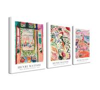 Wieco Art Lot de 3 impressions sur toile de Henri Mattise Art abstrait coloré pour décoration murale et bureau