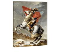 Wieco Art Napoléon traversant les Alpes de Jacques-Louis David - Reproduction de peintures à l'huile abstraites HD - Décoration murale classique pour la maison et le bureau