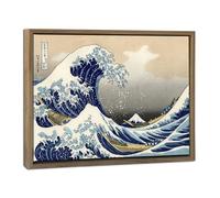 Wieco Art Toile encadrée en bois naturel - Grande vague de Kanagawa Katsushika Hokusai - Impressions sur toile - Art mural abstrait - Peintures de paysage marin pour décoration d'intérieur et de salon