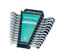 WIESEMANN 1893 81567 Jeu de 12 clés à cliquet 8-19 mm avec 72 dents I Clé polygonale à cliquet en acier Q-30 chromé I Avec support I