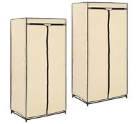 WIFESE Garde-Robes 2 Pcs Crème 75x50x160 cm 100% Polyester Armoire de Rangement Système de Plug-in Pratique Armoire de Vêtements Protéger Robes Chaussures Trenchs sans Saleté et Poussière