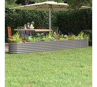 WIFESE Jardinière Acier Enduit de Poudre 332x40x36 Cm Gris Grande Taille Jardinière Extérieure Balcon Potager
