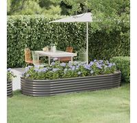 WIFESE JardinièRe De Jardin Acier Enduit De Poudre 249x100x36 Cm Gris Jardinieres Exterieur Jardiniere Bois Jardiniere Balcon Carré Potager Bacs ã Fleurs