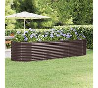 WIFESE JardinièRe De Jardin Acier Enduit Poudre 322x100x68 Cm Marron Jardiniere Exterieur Grande Taille Bac Potager Jardiniere Bois Jardiniere Balcon Jardiniere sur Pieds