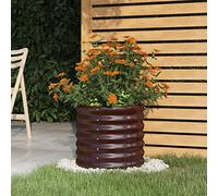 WIFESE Pot de fleurs en acier revêtu par pulvérisation - 40 x 40 x 36 cm - Marron - Grand bac à fleurs surélevé en métal - Grand pot de fleurs d'extérieur - Jardinière pour jardin, patios