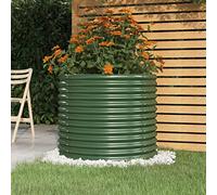 WIFESE Pot de fleurs en acier revêtu par pulvérisation - 80 x 80 x 68 cm - Vert - Grand bac à fleurs surélevé en métal - Grand pot de fleurs d'extérieur - Jardinière pour jardin, patios