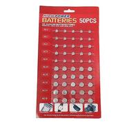 Wiffe 50 pièces AG1 / AG3 / AG4 / AG10 / AG12 / AG13 Ensemble de Piles pour Montre Jouet Horloge calculatrices Bouton Mixte Pile Bouton Ensemble AGseries Batteries