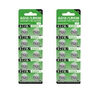 Wiffe Lot de 10/20/30/40 piles bouton LR1130 AG10 68 mAh 1,55 V haute capacité