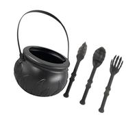 Wiffe Récipient à friandises portable pour Halloween, noir | Récipient à friandises chaudron de sorcière avec poignée pour décoration de fête d'Halloween, décoration de vacances