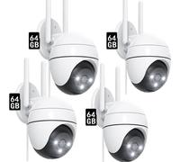 WIFI IP NETZWERK CAMERA Outdoor 1080P HD FUNK AUßEN ÜBERWACHUNGSKAMERA PTZ 4er-Set mit 64GB