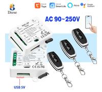 WIFI Tuya sans fil 433mhz commutateur de télécommande universel AC110V 220V 2Ch récepteur de relais sec pour porte de Garage serrure de porte lumière 4Remotes 1Receiver