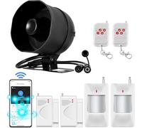 WIFIAlarme Maison sans Fil, Sirène Alarme Exterieure 115 DB, Capteur D'Alarme De Porte, Alarme Detecteur De Mouvement Et TéLéCommande(Noir)