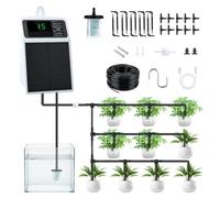 Wigearss Système d’Irrigation Goutte à Goutte Solaire avec Minuterie, Batterie 2200 mAh, IPX5 Étanche, Anti-UV, Tube PVC de 10 m, Kit d’Arrosage Automatique pour Jardin, Balcon et Plantes